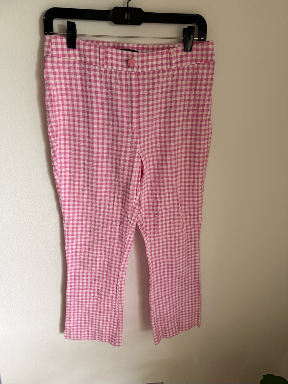 Pink Gingham Capri Pants, runs small